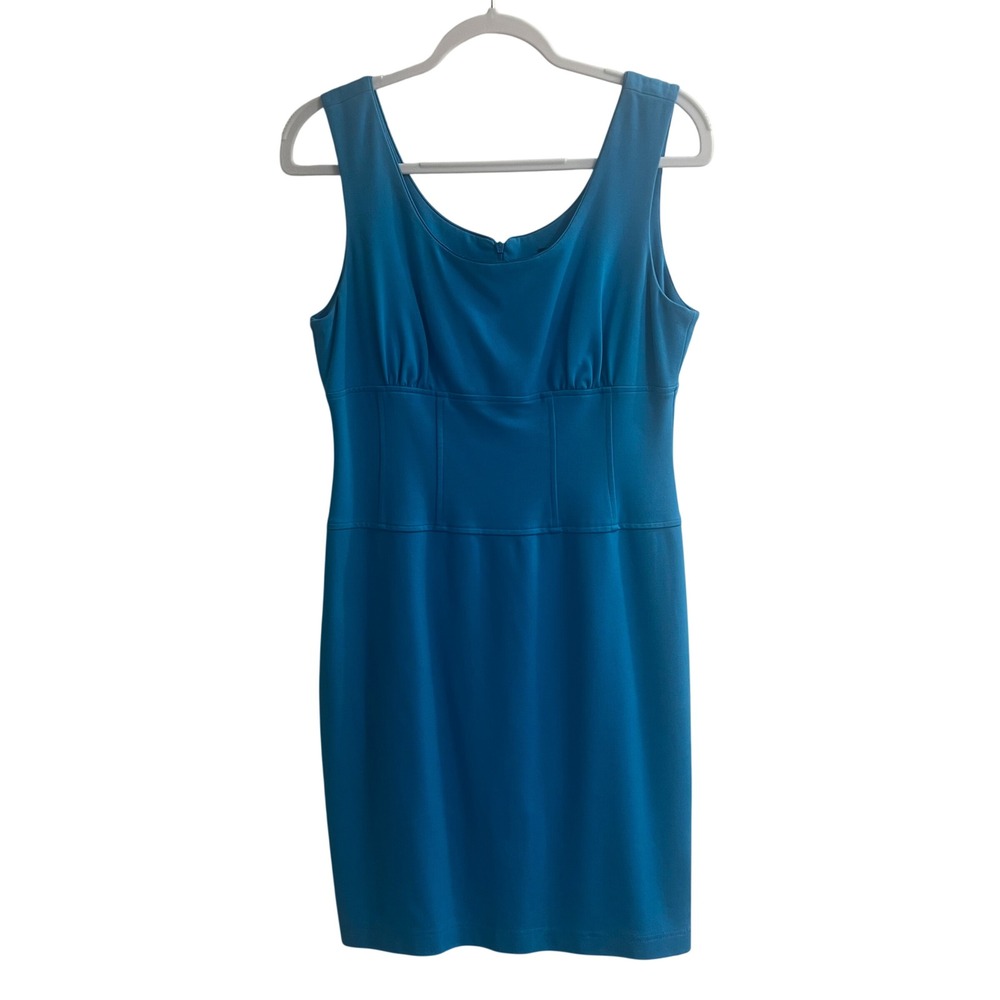 Tempo Paris Turquoise Blue Sleeveless Sheath Dress XL Bodycon‎ Waist Paneling